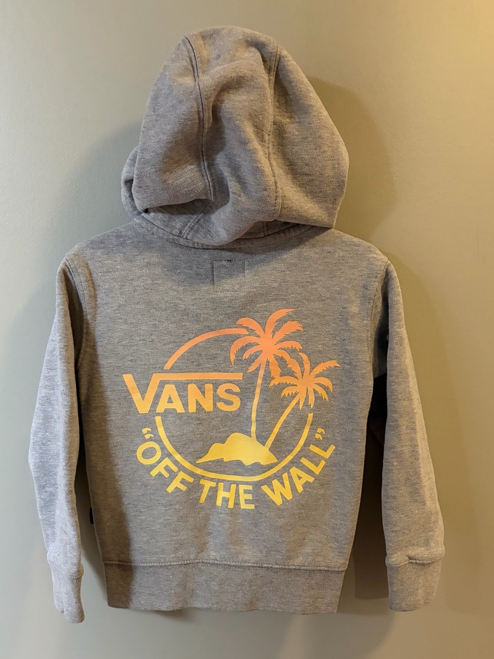 Unisex Vans Zip-Up Hoodie 2T Grey Yellow Orange Off The Wall Graphic Sweatshirt
